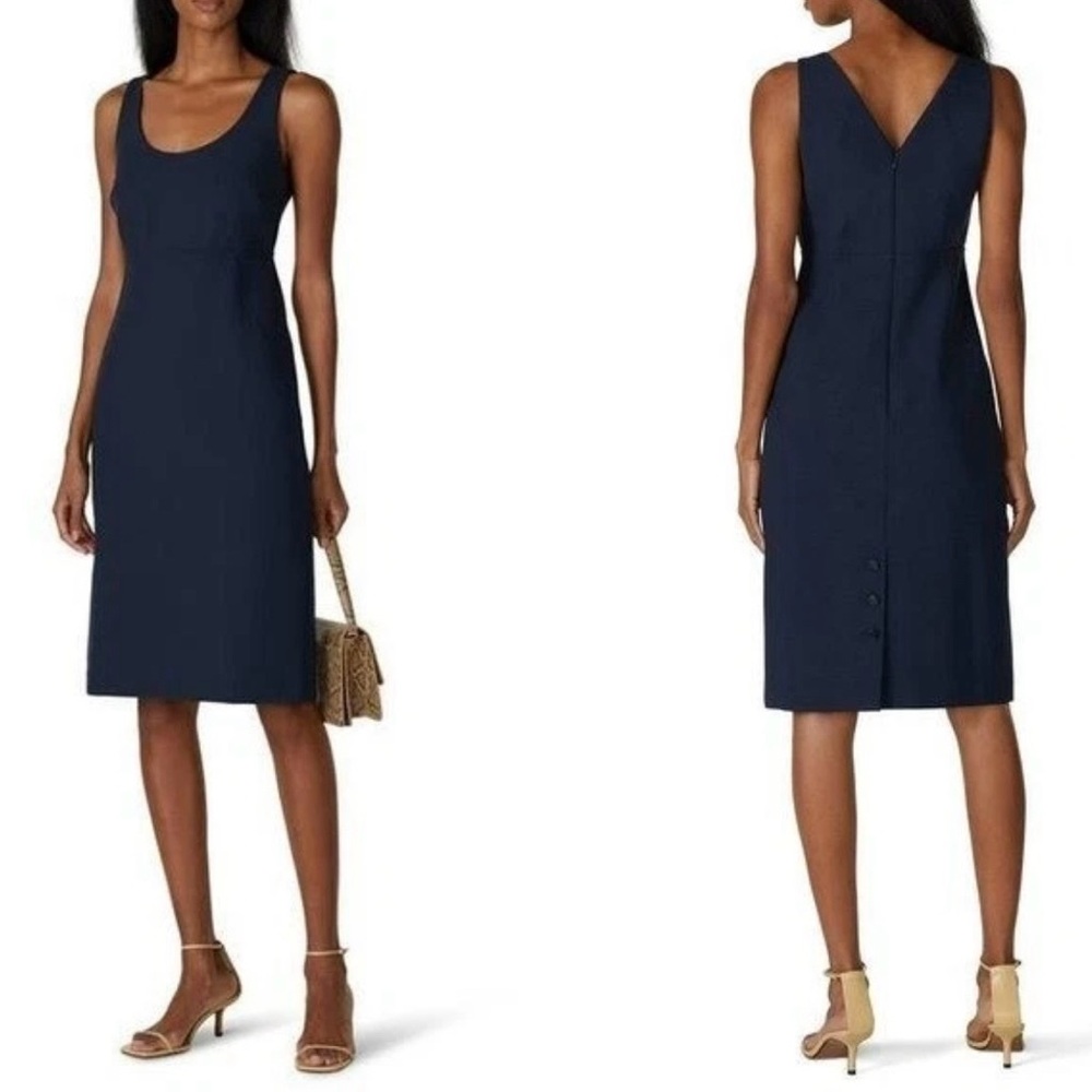 Club Monaco Navy Sheath Dress NWT Sleeveless V-Back Button Detail Size 4 - Picture 7 of 7